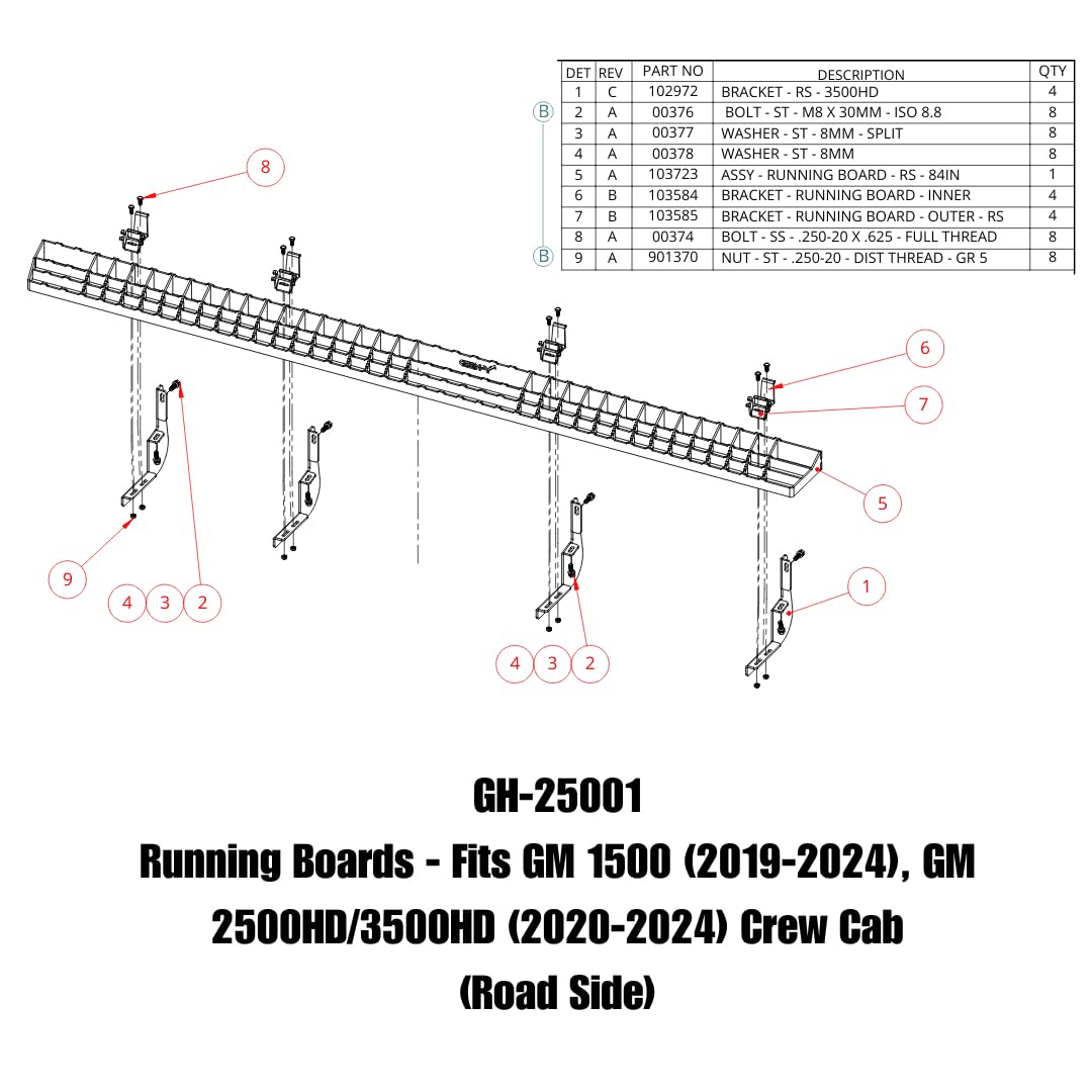 GEN-Y HITCH GH-25001 Gen-Y 19-24 GM 1500/20-24 GM 2500HD/3500HD Crew Cab Running Boards by Gen-Y Hitch