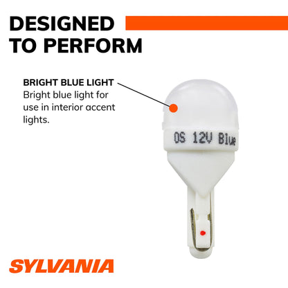 SYLVANIA 194BSL.BP2 SYLVANIA 194 T10 W5W LED Blue Mini Bulb, Interior Light, 2 Bulbs