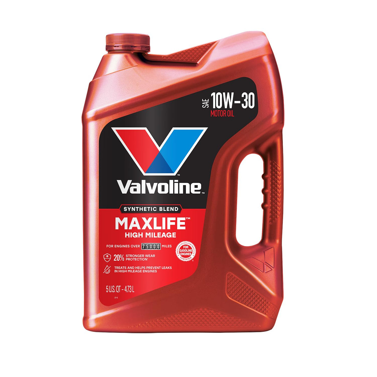 VALVOLINE 881161 Valvoline High Mileage with MaxLife Technology 10W-30 Synthetic Blend Motor Oil 5 Quart