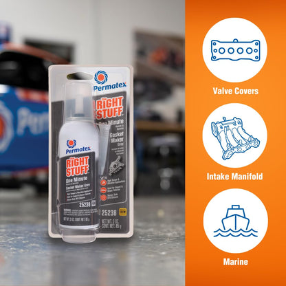 PERMATEX 25238 Permatex 25238 The Right Stuff 1 Minute Grey Gasket Maker, 3 oz