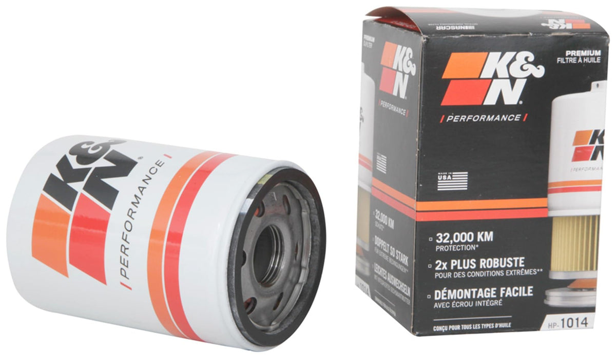 K&N FILTER HP-1014 K&N Oil Filter: 20,000 Mile Engine Protection with Wrench Off Nut, HP-1014