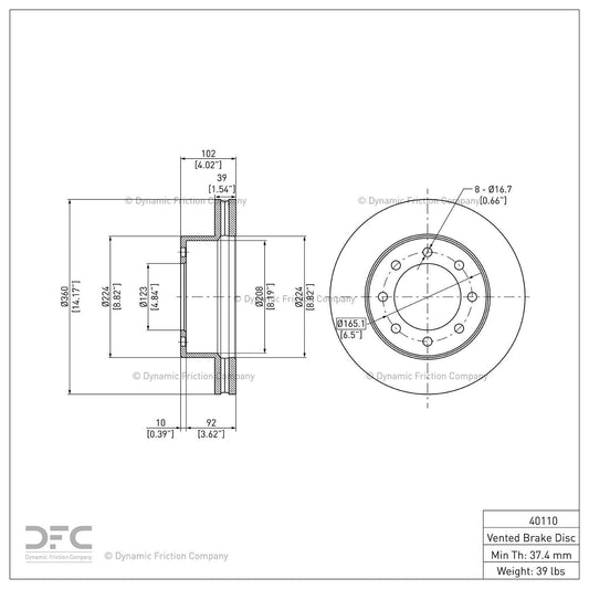 Dynamic Friction 604-40110 Front Brake Rotor