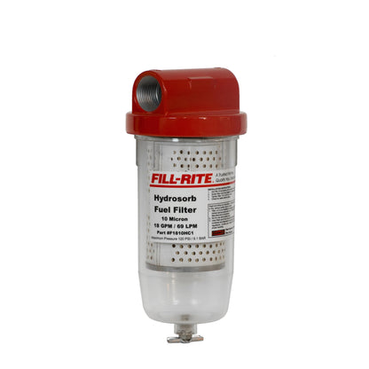 FILL RITE F1810HC1 Fill-Rite FR1810HC1 10 Mircron Hydrosorb 25 GPM Clear Bowl Fuel Filter with 3/4" Filter Head