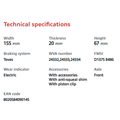 Brembo P85112N Premium Ceramic Front Disc Brake Pad Set