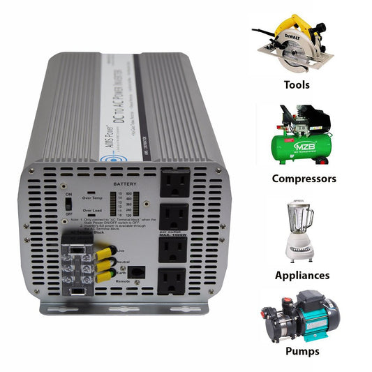 AIMS POWER PWRINV500012W AIMS 5000W 12V Modified Sine Inverter 120V GFCI Terminal Block