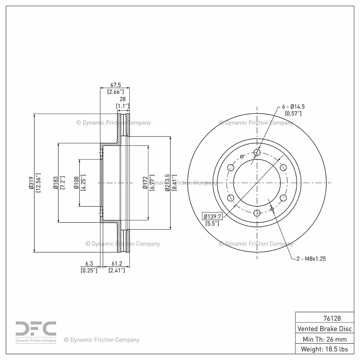 Dynamic Friction 600-76128 Front Brake Rotor