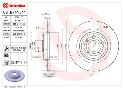BREMBO 08B74141C02 Brembo 08.B741.41 UV Coated solid Rear Brake Rotor MERCEDES-BENZ OE# A1724230212