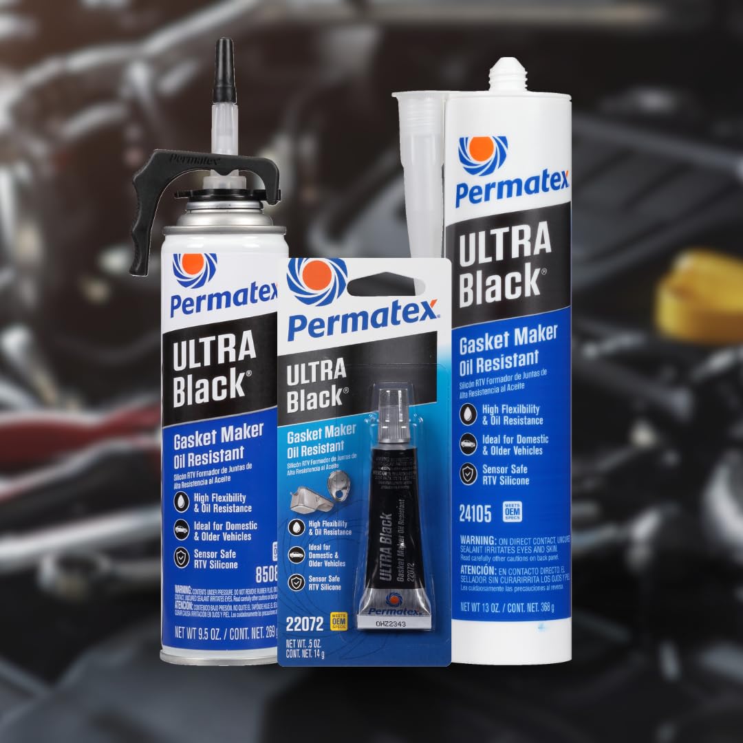 PERMATEX 24105 Permatex 24105 Ultra Black Maximum Oil Resistance RTV Silicone Gasket Maker, 10.6 oz. Cartridge