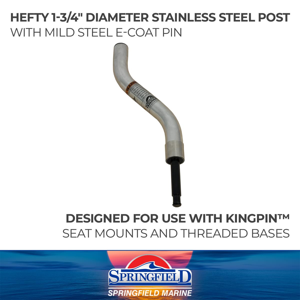 SPRINGFIELD 1630402-CSS Springfield 1630402-CSS Threaded Fixed-Height Offset Post for Kingpin Seat Mounts and Bases - 13", Satin Finish
