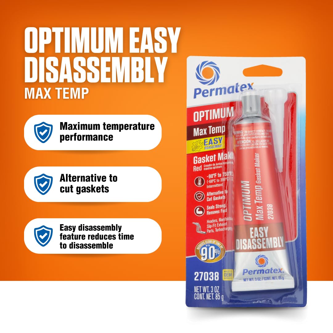 PERMATEX 27038 Permatex 27038 Optimum Red High Temperature Gasket Maker, 3 oz