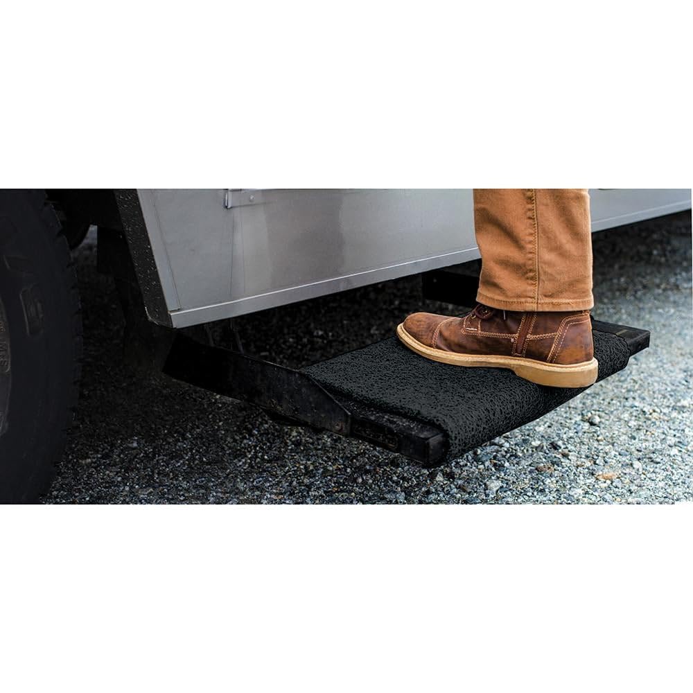CAMCO 42962 Camco Premium Wrap Around RV Step Rug - Fits 18-inch Wide Steps - Adjustable Depth of 8-inches to 10.5-inches - Compatible with Manual or Electric RV Steps - Black (42962)