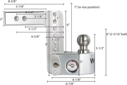 WEIGH SAFE WS6-2-SET Weight Safe WS6-2-SET 6" Drop Hitch w/ 2" Shank (8K/12.5K GTWR) w/ WS05, WS11, WS12 Weigh Safe 6" Drop Hitch w/ 2" Shank