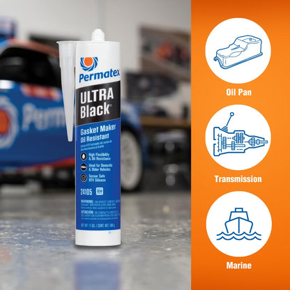 PERMATEX 24105 Permatex 24105 Ultra Black Maximum Oil Resistance RTV Silicone Gasket Maker, 10.6 oz. Cartridge