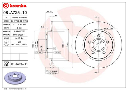 BREMBO 08A72511C02 Brembo Disc Brake Rotor 08.A725.11