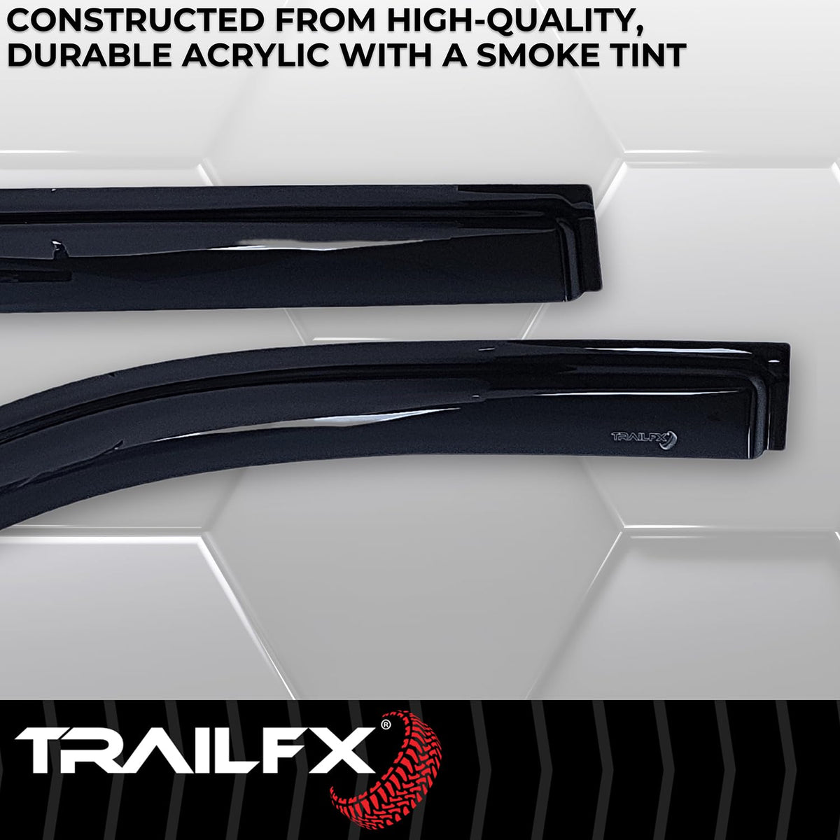 TRAILFX 4716H TrailFX Acrylic Rainguards Fits 2021-2024 Chevrolet Suburban 2021-2024 GMC Yukon XL Low Profile Tape-On Smoke Window Vents Outside Channel Mount Set of 4 Rain Guards TrailFX 4716H