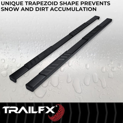 TRAILFX A4022B TrailFX A4022B Nerf Bars for Jeep Gladiator JT 2020-2025 Titanium Black Powder Coated Steel 4 Inch Trapezoid Straight Side Steps with Step Pads Plastic End Caps Rocker Panel Mount Running Board Pair