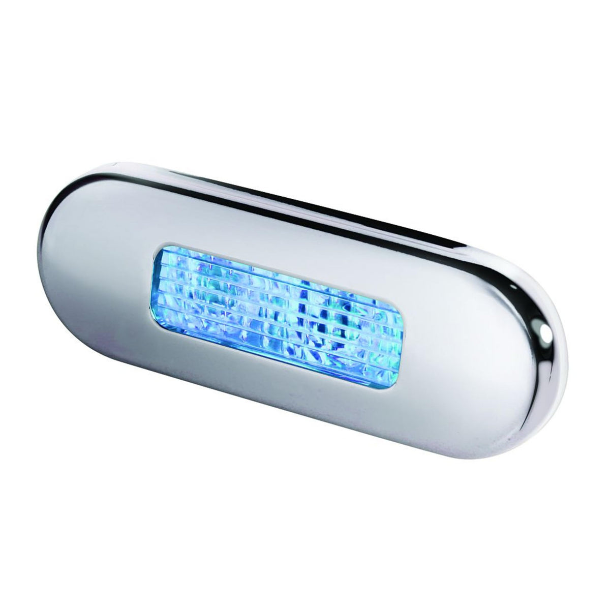 HELLA 959680611 Hella 959680611 '9680 Series' Multivolt Blue 10-33V DC LED Step Light with Polished Stainless Steel Rim