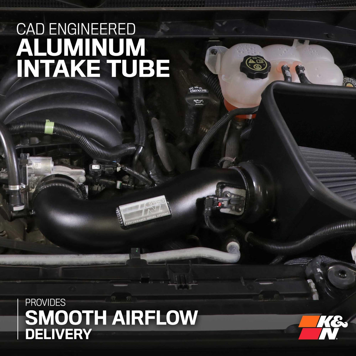 K&N FILTER 71-3110 K&N Cold Air Intake System: Dry-Flow Air Filter, Increase Performance & Towing: Compatible with 2019-2026 Chevy/GMC/Cadillac Silverado 1500, Suburban, Tahoe, Sierra 1500, Yukon, Escalade, 71-3110