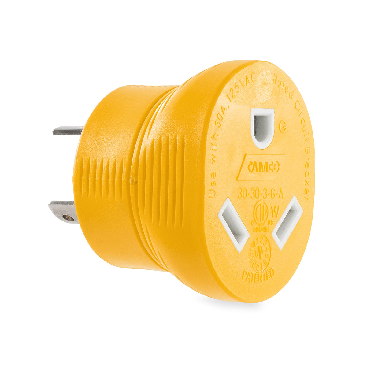 CAMCO 55333 Camco PowerGrip 30 Amp 3-Prong Generator Adapter - Featuring a 30-amp Locking Male Plug (NEMAL5-30P) and a 30-amp Female Connector (NEMA TT-30R) - 55333