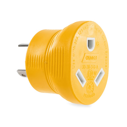 CAMCO 55333 Camco PowerGrip 30 Amp 3-Prong Generator Adapter - Featuring a 30-amp Locking Male Plug (NEMAL5-30P) and a 30-amp Female Connector (NEMA TT-30R) - 55333