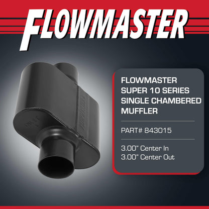 FLOWMASTER 843015 Flowmaster Super 10 Series Muffler – 3.00" Center In / 3.00" Center Out