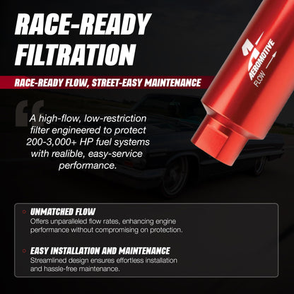 AEROMOTIVE 12304 Aeromotive 100 Micron Inline Fuel Filter - ORB-10 Ports, Stainless - 12304