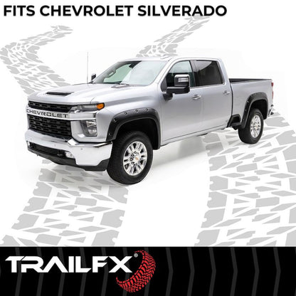 TRAILFX TFC3006S Trail FX Fender Flare TFC3006S Pocket Style Black Smooth Finish 2 Inch Front and 2 Inch Rear Tire Coverage Polypropylene Fits 2020-2026 Chevrolet Silverado 2500 HD/ 3500 HD