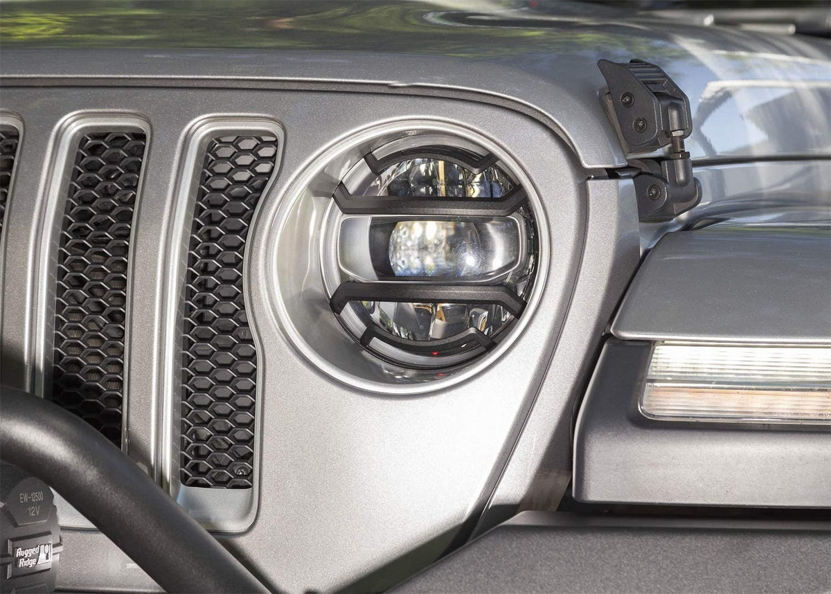 RUGGED RIDGE 11230.21 Rugged Ridge 11230.21 Elite Euro Guard Kit, Headlight, Black; 18-Current Jeep Wrangler / 20-Current Gladiator