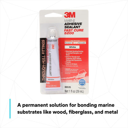 3M 05220 3M Marine Adhesive Sealant Fast Cure 5200 (05220) White, 3 fl oz Tube