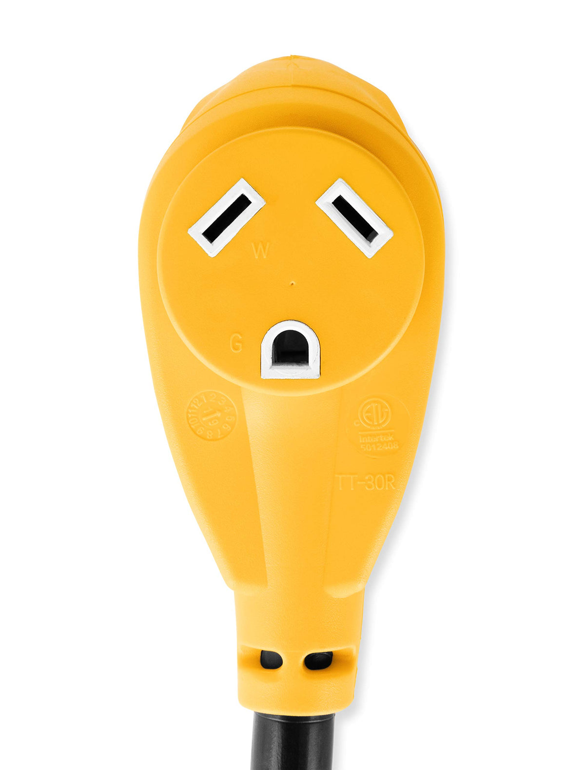 CAMCO 55165 Camco Camper/RV Dogbone Electrical Adapter - Features 15-Amp Male (NEMA 5-15P) & 30-Amp Female (NEMA TT-30R) - Rated for 125 Volts/1875 Watts & Crafted w/Copper 10/3-Gauge Wires (55165)