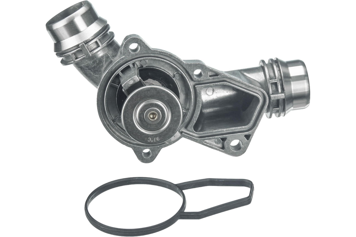URO Parts 11537509227PRM Thermostat Assembly, Aluminum Housing vs OEM
