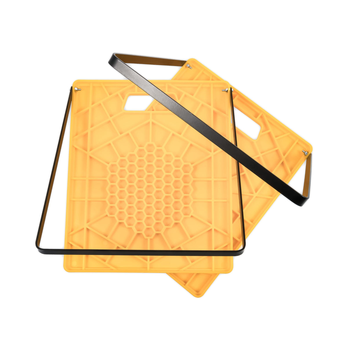 CAMCO 44543 Camco Large RV Stabilizing Jack Pad with Handle, Helps Prevent Jacks from Sinking, 14 Inch x 12 Inch Pad - 2 Pack - 44543, Yellow