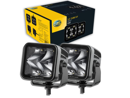 HELLA 358176821 HELLA 1FA 358 176-821 LED-Spotlight - Black Magic Cube Kit 3.2" - 12/24V - mounting - Long-Range Illumination - Cable: 500mm - Plug: Deutsch Plug - Kit - Quantity: 2