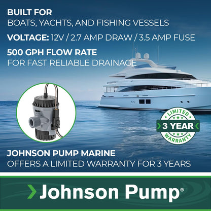 JOHNSON PUMP 10-13626-01 Johnson Pump 10-13626-01 Aqua Void Bilge Pump - 12V, 500 GPH