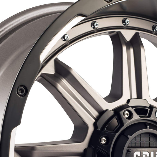 Grid Wheels GD10-17090550A0010 Grid Off-Road GD10 Custom Wheel - 17x9, 0 Offset, 5x150 Bolt Pattern, 110.3mm Hub - Matte Antracite with Black Lip Rim