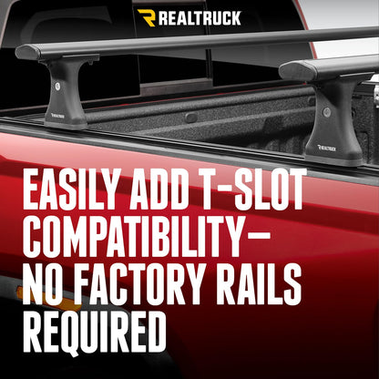 TRUXEDO 1118414 RealTruck TruXedo Elevate TS Rails | 1118414 | Fits Jeep Gladiator & Ford Maverick (50" Rail Length) | RAILS & Cleats Only, black