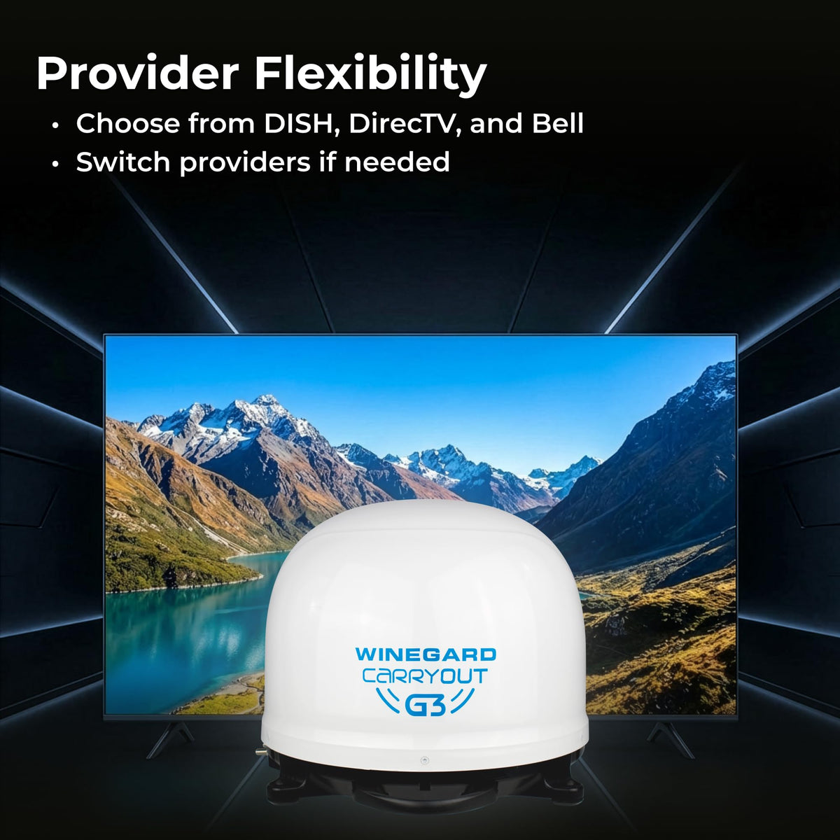 WINEGARD GM-9000 Winegard Carryout G3 GM-9000 Multi-Provider Satellite TV Antenna - White