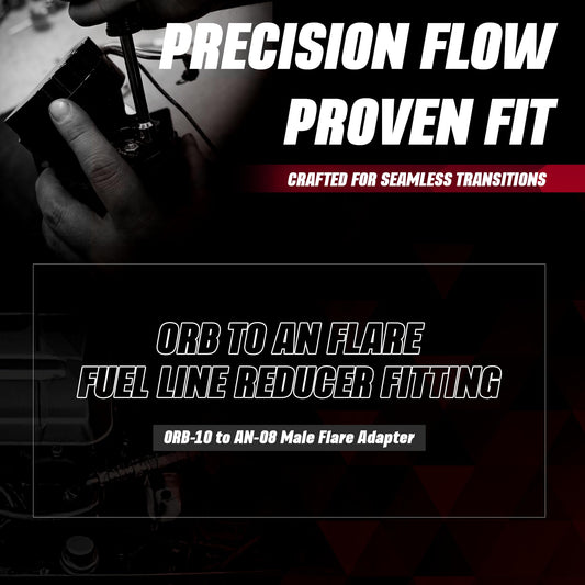 AEROMOTIVE 15610 Aeromotive ORB-10 to AN-08 Male Flare Adapter Fitting - 10 ORB - 15610