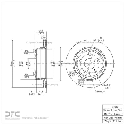 Dynamic Friction 600-48058 DFC Rear Brake Rotor