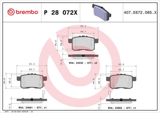 BREMBO P28072X Brembo P28072X BRAKE PAD