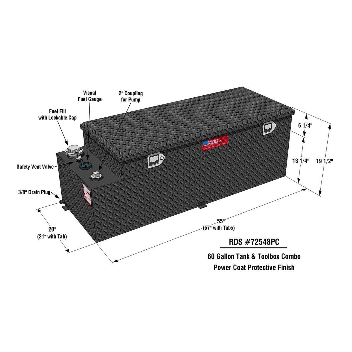 RDS MFG INC 72548PC RDS MFG 72548PC INC Transfer Tool and Fuel, 60 Gal