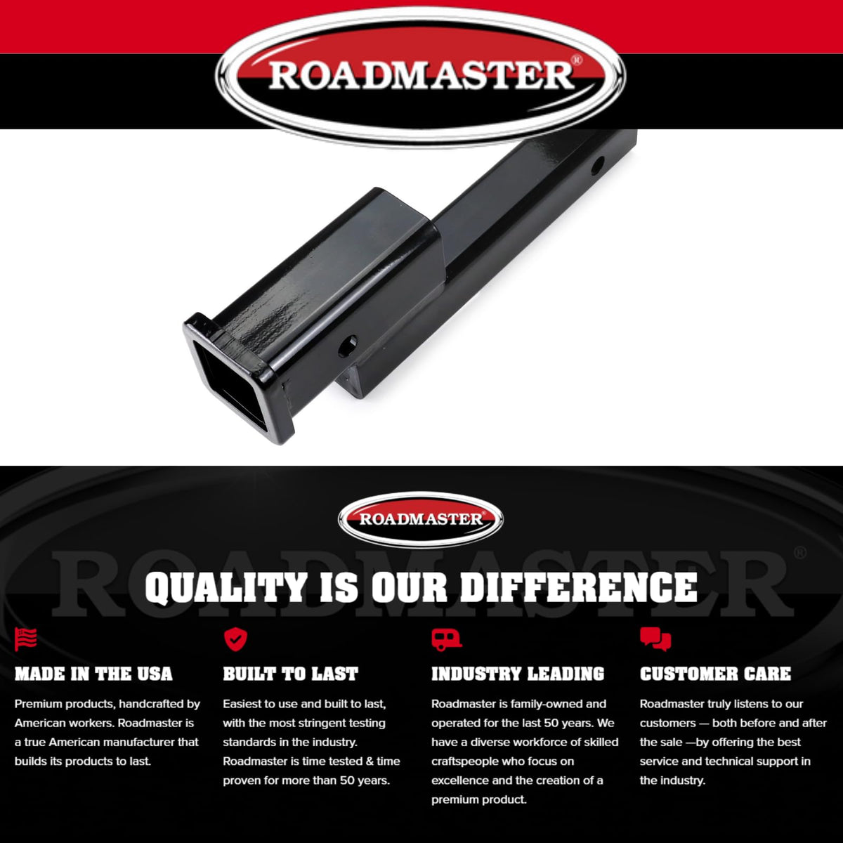ROADMASTER 072 Roadmaster 072 Hi-Low Receiver Hitch with 2" Offset fits 2" Receiver Hitch | 6000 lbs Towing Capacity | 200 lbs Max Tongue Weight | Durable Powder Coat Finish | Made in The USA