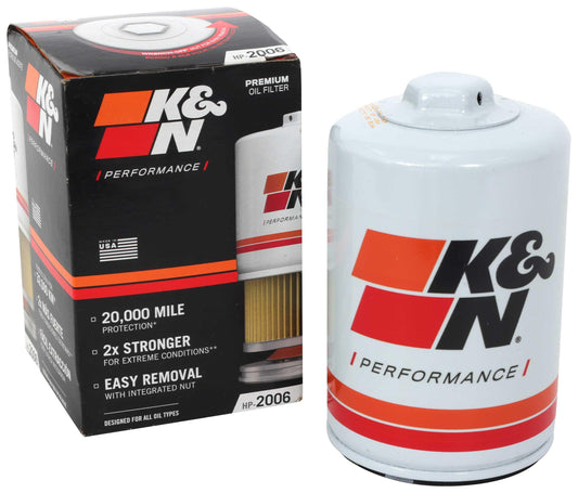 K&N FILTER HP-2006 K&N Oil Filter: 20,000 Mile Engine Protection with Wrench Off Nut, HP-2006