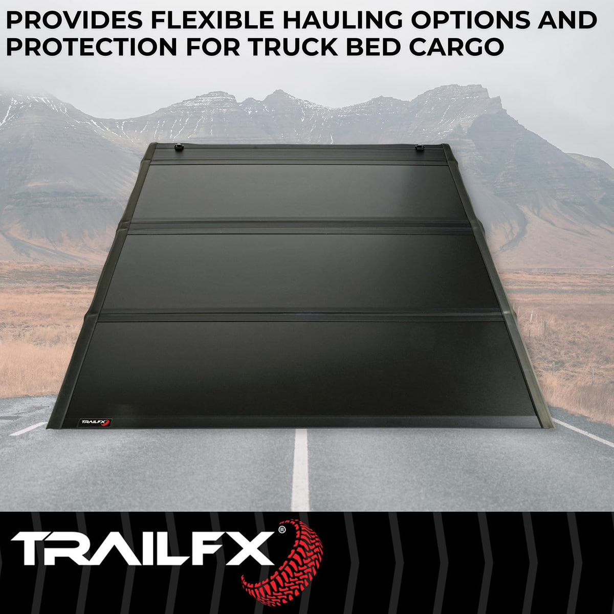 TRAILFX TFX1701 TrailFX Tonneau Cover Fits 2015-2022 Chevy Colorado and Fits 2015-2022 Premium Flush Tri-Fold Hard Lockable Black Aluminum Carpeted Under Panels TrailFX TFX1701