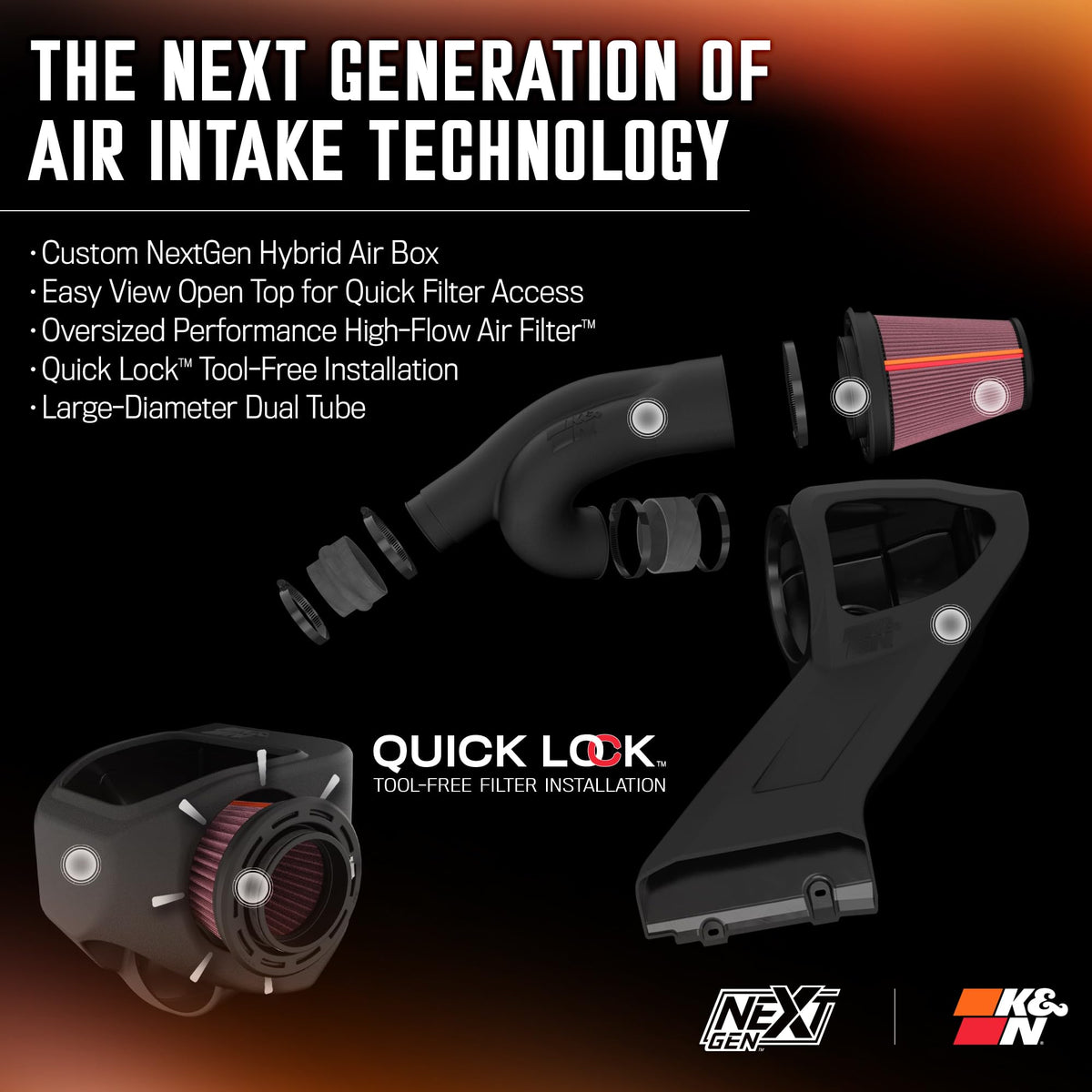 K&N FILTER 50-2617 K&N NextGen Cold Air Intake System: High-Flow Cotton Filter: Compatible with 2021-2026 FORD F150; F150 Raptor; 50-2617
