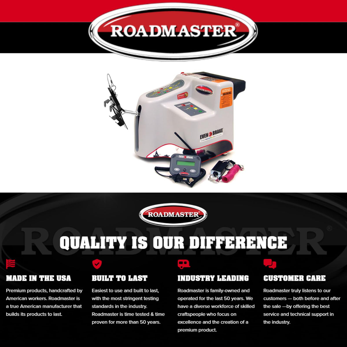 ROADMASTER 9400 Roadmaster 9400 Even Brake Support Braking System with LED Monitor and Breakaway Emergency Braking System fits Any Towed Vehicle | Easy Installation | Completely Portable | Made in the USA