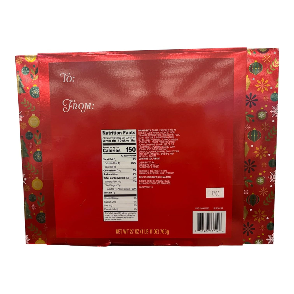 Harry & David Harry & David Fudge Mint Cookies, Chocolate-Coated Mint Cookies, Holiday Gift Box, 27 oz