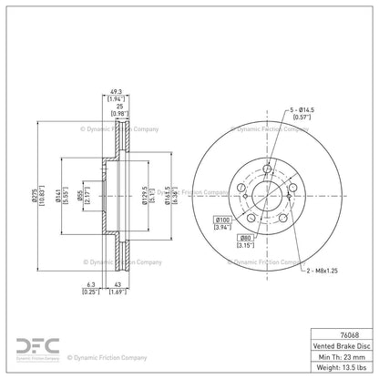 Dynamic Friction 604-76068 Front Brake Rotor