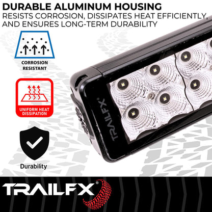 TRAILFX 30DRCM TrailFX 30DRCM Light Bar 30 Inch Dual Row LED 180W Comb Spot and Flood Light 16200 Raw Lumens Black Aluminum Housing IP67 with Brackets and Installation Hardware