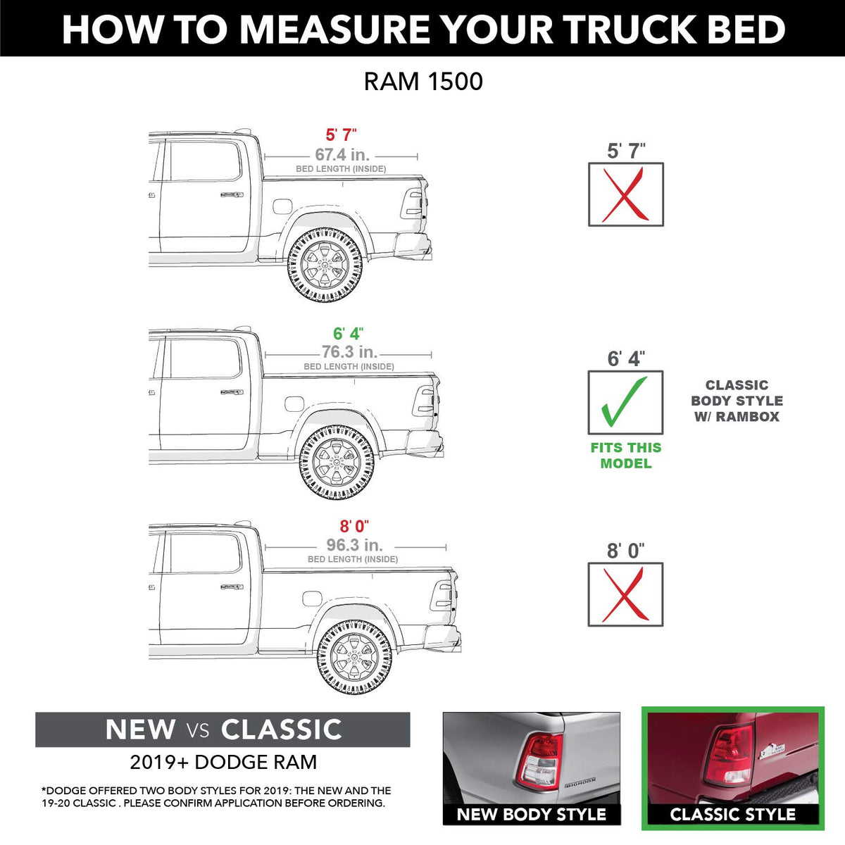 TRUXEDO 547901 RealTruck TruXedo Lo Pro Soft Roll Up Truck Bed Tonneau Cover | 547901 | Fits 2012-2018, 2019-2020 Classic Dodge Ram 1500, 2012-23 2500/3500 w/RamBox 6' 4" Bed (76.3")